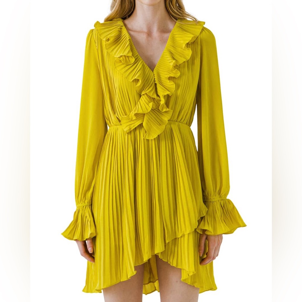 Revolve Nordstrom Endless Rose Long Sleeve Pleated Mini Dress